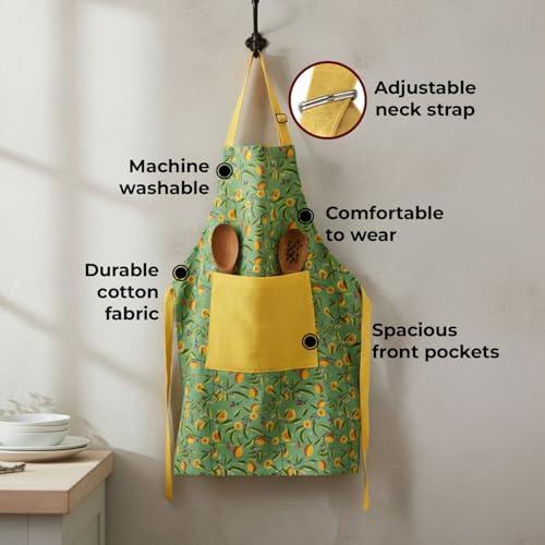 Image 4 of HAZEL Cotton Kitchen Apron with Front Pocket