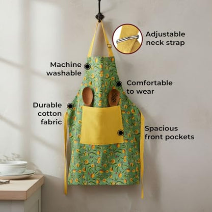 Image 4 of HAZEL Cotton Kitchen Apron with Front Pocket