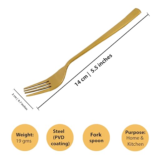 Image 5 of Putrika Spillbox Traditional Stainless Steel PVD Coated Fork Dinnerware Tableware Dessert Spoon 14cm