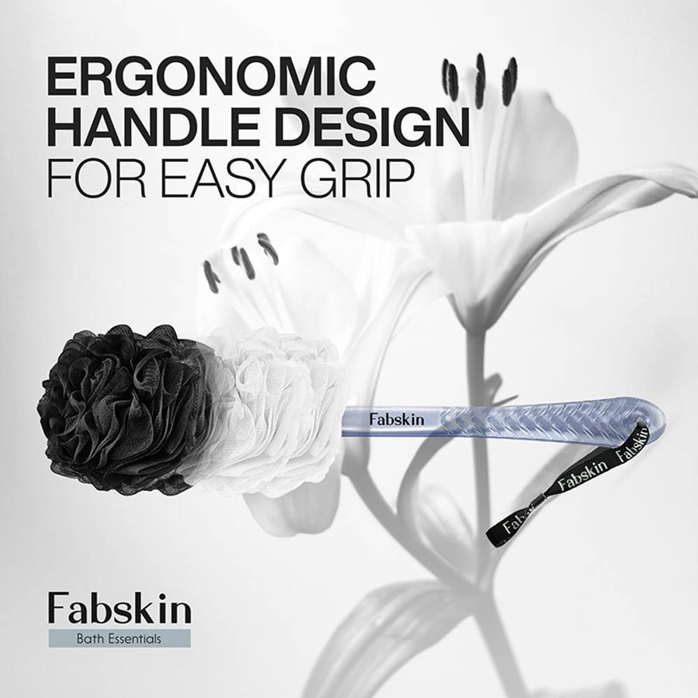 Image 3 of Fabskin Bath Brush Loofah For Men & Women With Long Plastic Handle Black