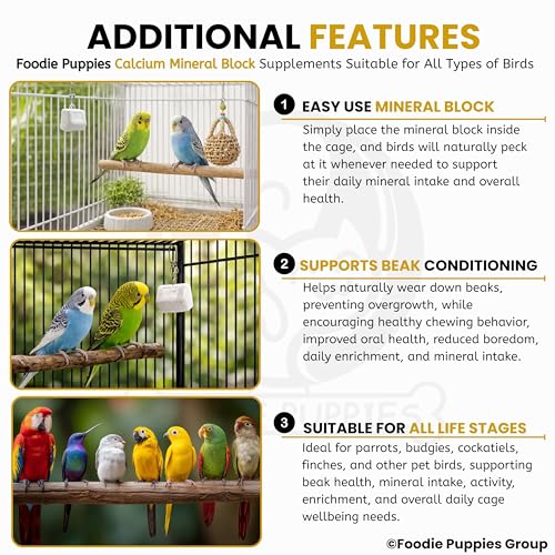 Image 5 of Foodie Puppies Natural Mineral Block for Birds – 5 Pieces (250g)
