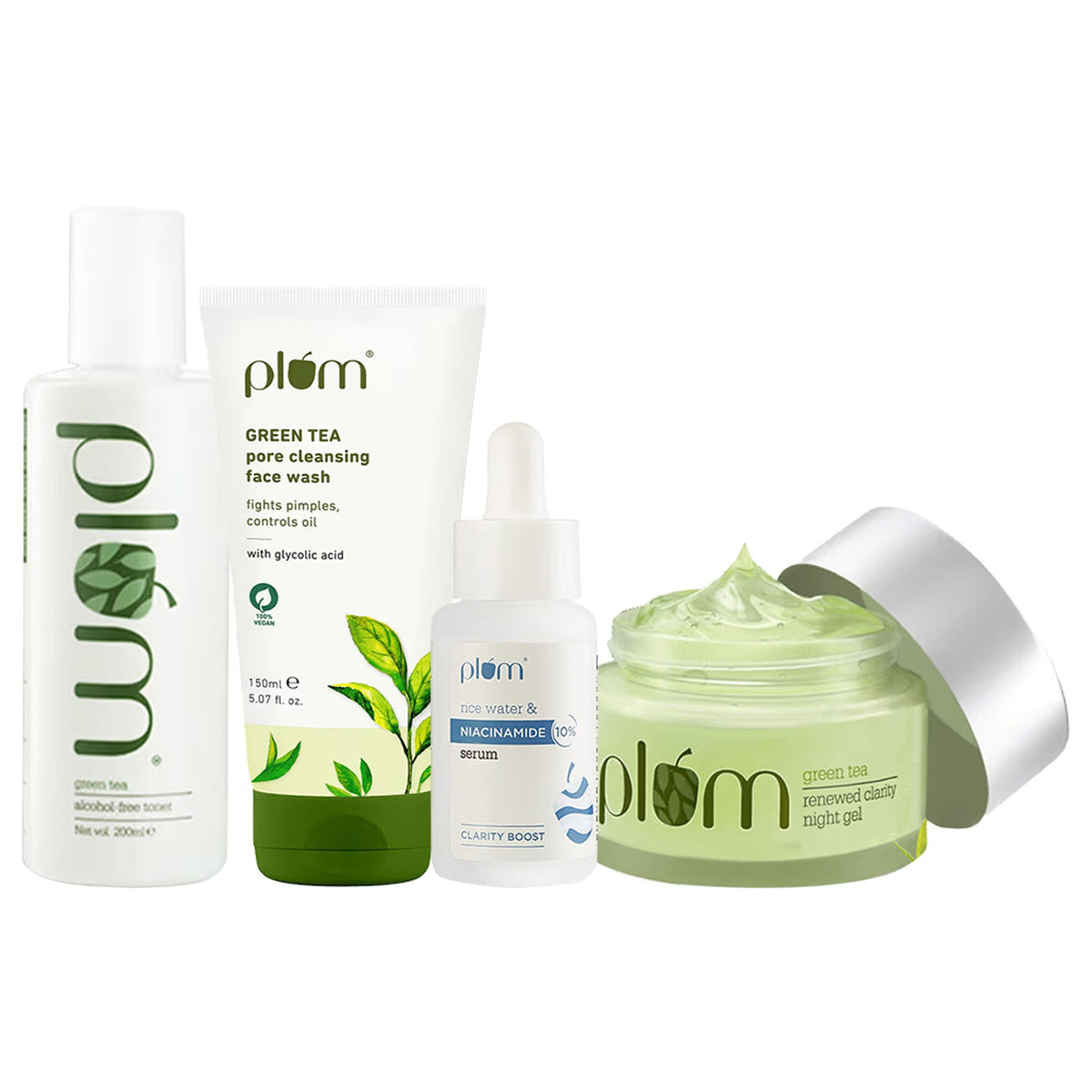 Image 1 of combo / Pack of 1 for the product Plum Green Tea & Niacinamide Acne Fighting Night Routine Combo