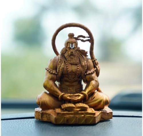Image 5 of Hanuman Ji Murti Lord Bajrangbali Dhyan Mudra Meditation for Home Car Dashboard Decorative Showpiece (4 Inch)