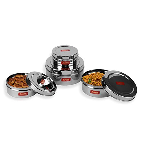 Image 3 of Sumeet Stainless Steel Flat Canisters Set of 4Pcs