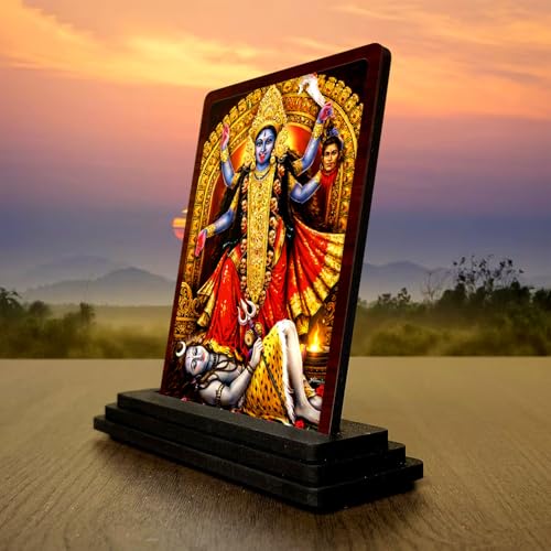 Image 3 of Kali MATA Wooden Idol for Pooja Room 4x5 Inch HD Printed Calm Energy Decor