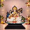 Image 1 of Default Title for the product Maa Saraswati Wooden MDF Printed Idol with Stand, 4 x 5 Inch, Pooja Room Decor, Home Temple Mandir Decoration, Religious Gift