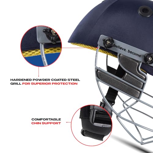 Image 4 of SG BLAZETECH Cricket Helmet | Navy Blue | Size: Medium | Lightweight approx 450g