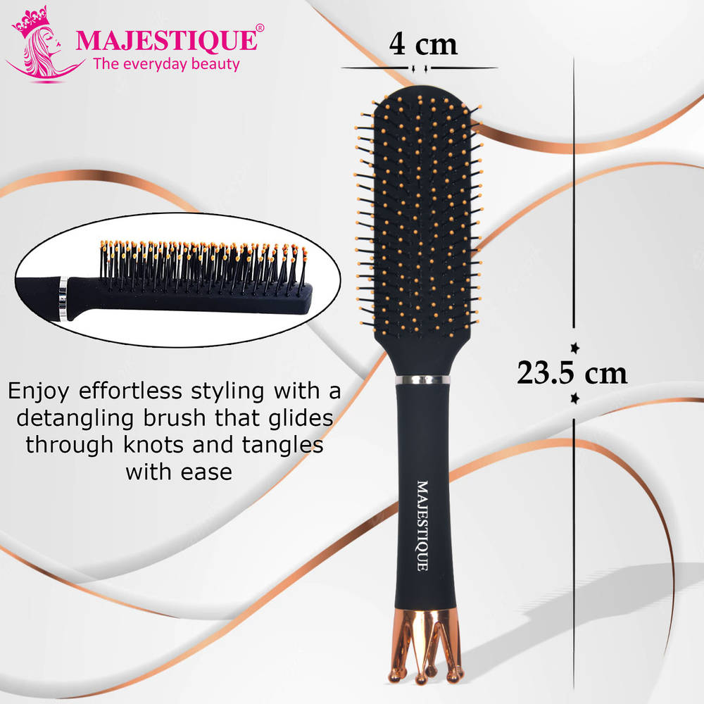 Image 2 of Majestique Crown Series Flat Hair Brush HR154 Wet & Dry Hair-Row Smoothing Detangling