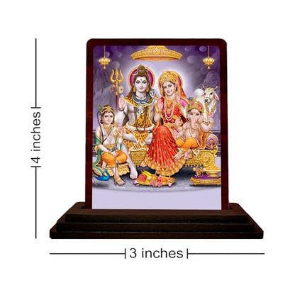 Image 4 of Shiv Parivar Printed Wooden Idol for Car Dashboard & Home Decor (7.5 x 10 cm) - Lord Shiva, MATA Parvati, Ganesha & Kartikeya Spiritual Showpiece - Religious Figurine for Protection & Blessing