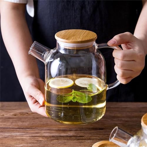 Image 5 of Jinelza Glass Teapot with Wooden Bamboo Lid 1800ML