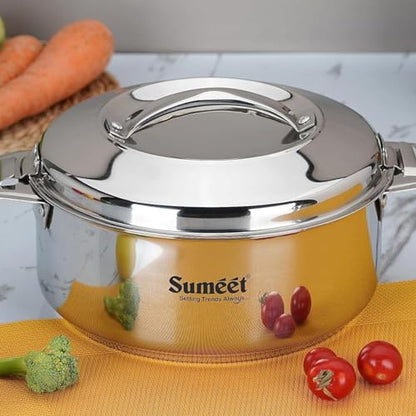 Image 3 of 2500ml for the product Sumeet Stainless Steel Casserole with Steel Lid