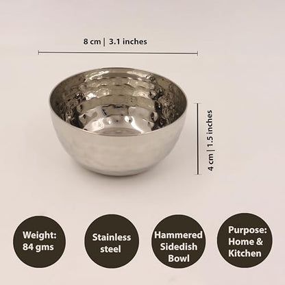 Image 2 of Spillbox Stainless Steel Hammered SideDish Bowl-5