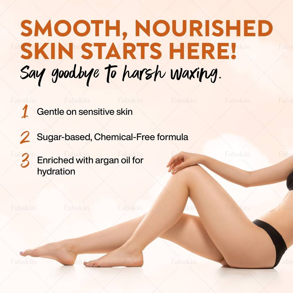 Image 2 of Fabskin Hair Removal Sugar Wax With Argan Oil Microwavable Jar with Wooden Applicator Spatula