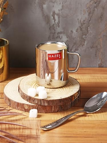 Image 2 of HAZEL Stainless Steel Double Wall Green Tea Coffee Mug Set of 6, 210 ml Each