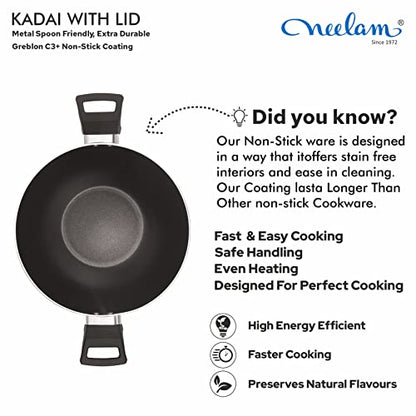 Image 4 of neelam Non-Stick Kadai with Glass Lid 26 cm 3.7 Liters