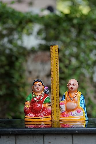 Image 2 of Breeze Handicrafts Paper Mache Golu Doll Couple Statue for Bommalu Koluvu Home Decor and Showpiece Idol Navratri Gift for Women (Chettiyar achi thatha)
