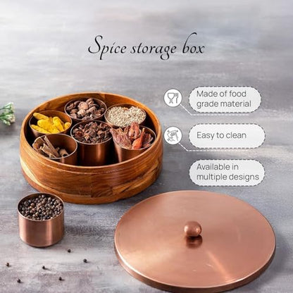 Image 9 of nestroots Wooden Masala Box with Stainless Steel Jars