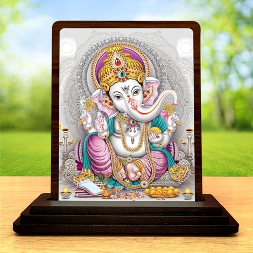 Image 2 of HD Printed Lord Ganesha Wooden Idol 4x5 Inch Festive Worship Spiritual Showpiece
