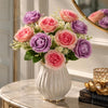 Image 1 of Default Title for the product Divyakosh Artificial Flowers Bunch (Vase Not Included). Artificial Flower for Vase Flower Bouquet Gift Lavender & Coral Peach Peony Bouquet for Living Room Office Dining Table Centerpiece
