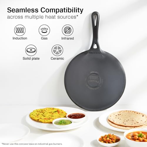 Image 5 of Prestige Cast Iron Concave Tawa, 250 mm (Black)