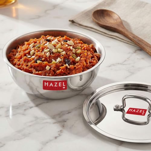 Image 19 of Silver Tasra with Steel Lid / 4 Litres for the product HAZEL Triply Stainless Steel Tasla Kadai