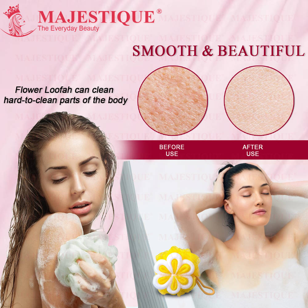 Image 3 of Majestique Cleanse Flower Loofah Mesh Bath (Color May Vary)