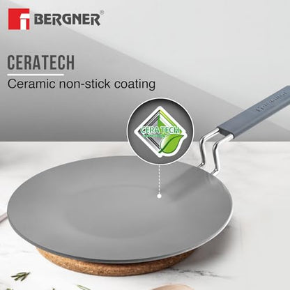 Image 7 of BERGNER Tri-Ply Argent Ceramica Roti Tawa with Ceramic Coating