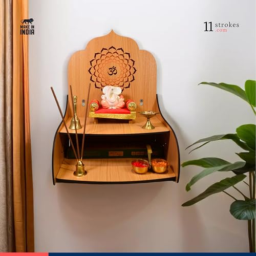 Image 4 of 11 Strokes Samarpan Wooden Pooja Mandir for Home Small Size