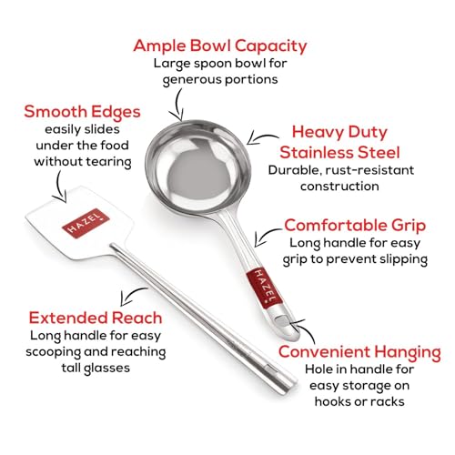 Image 3 of HAZEL Stainless Steel Ladle & Tavetha Set of 2