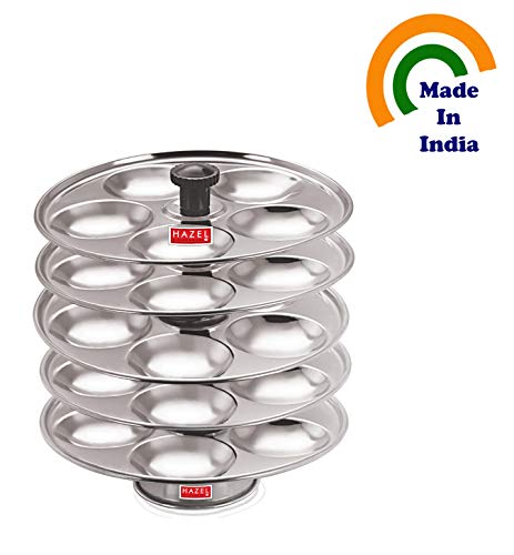 Image 3 of HAZEL Stainless Steel Medium Idli Plate with Stand, 5-Rack Plates, 25 Idlis