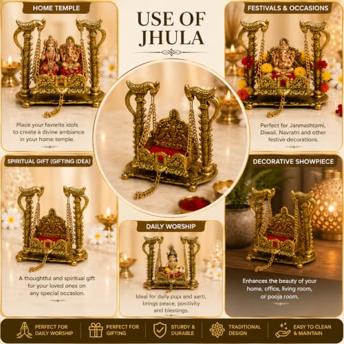 Image 6 of Chhariya Crafts Metal Krishna Laddu Gopal Jhula for Janmashtami