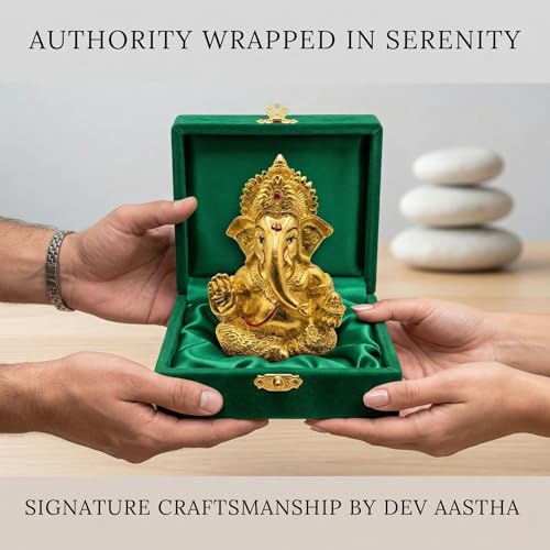 Image 4 of Dev Aastha 24K Gold Plated Ganesha Idol - 4 Inch