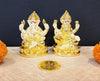 Image 1 of Default Title for the product Gold Art India Laxmi Ganesh Gold Plated Off White Terracotta Idol for Home with Gold Plated Coin (3" Inch)