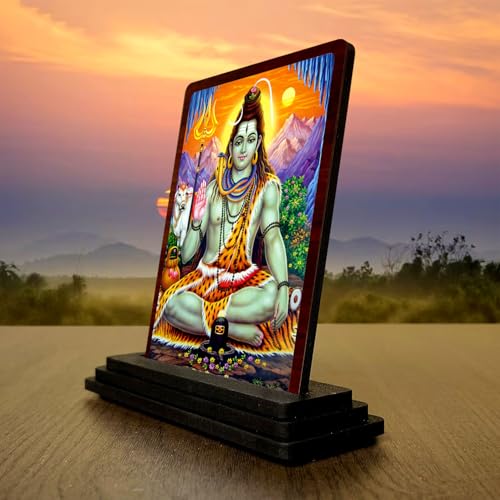Image 3 of Classic Devotional Lord Shiva Wooden Table Idol 4x5 Inch HD Printed Decorative Piece