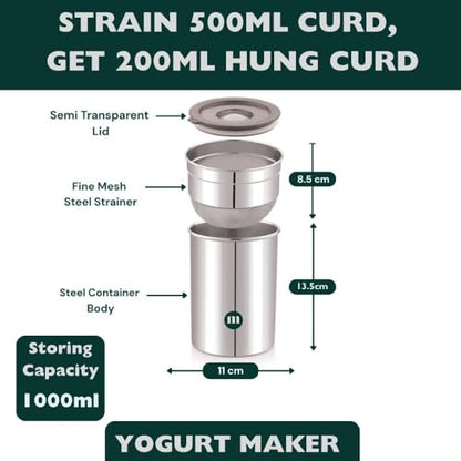 Image 3 of MARU Stainless Steel Multipurpose Greek Yogurt and Hung Curd Maker
