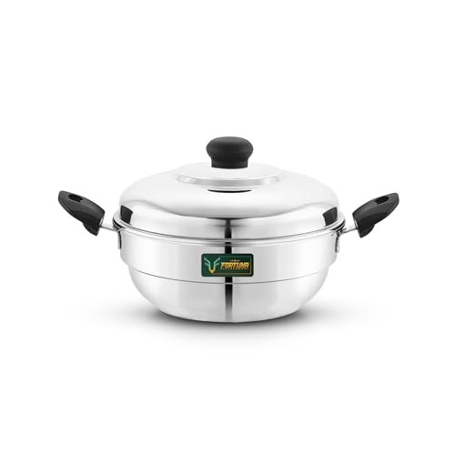 Image 1 of Steel Silver - 8 Idlis for the product Fortuna Idli Steamer Stainless Steel | 2 Plate, 8 Idlis | Idli Pot/Idli maker stainless steel, Gas & Induction compatible | Small idli maker | Multi Kadai (8 Idly)
