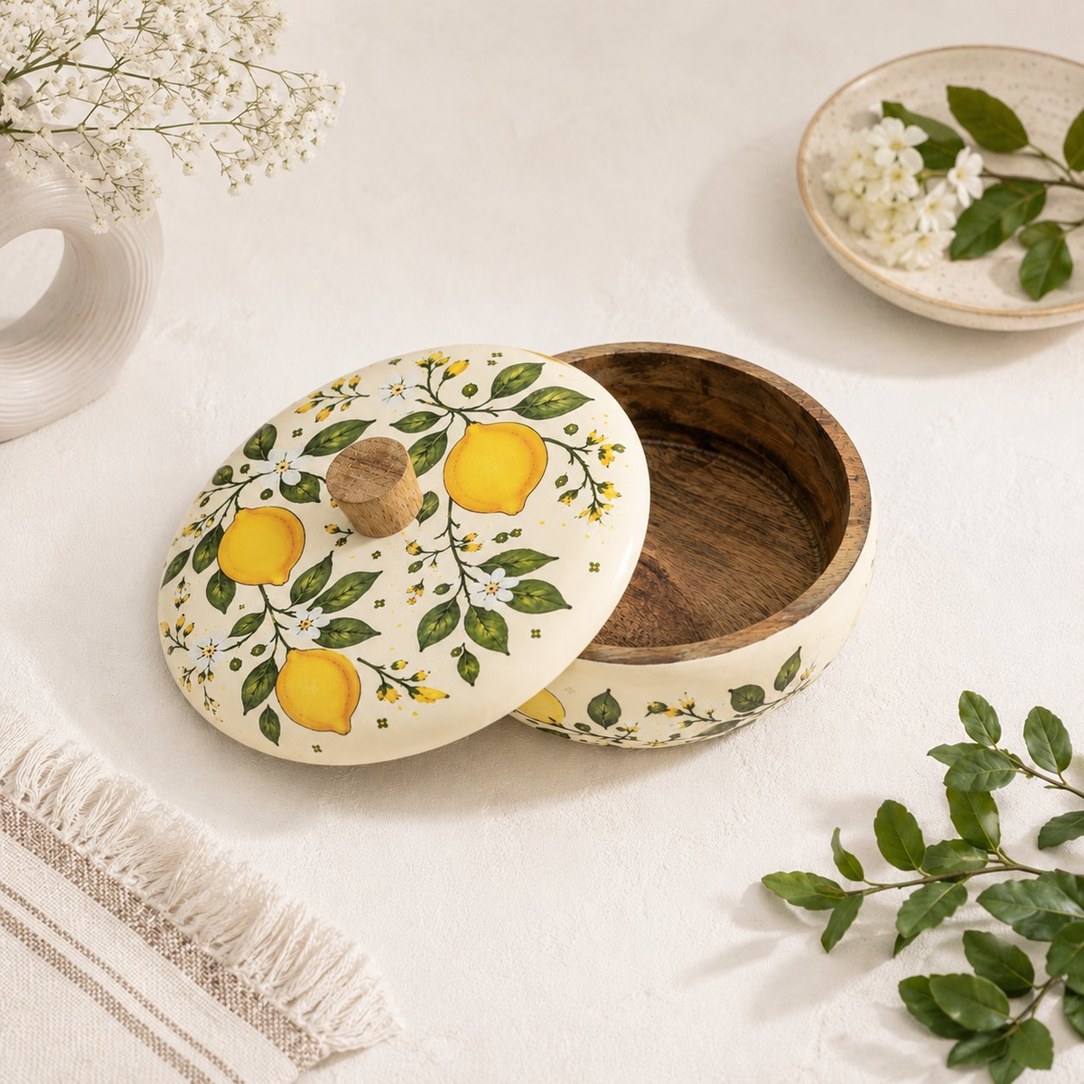 Image 1 of Default Title for the product Sattvya Gifting Lemon Floral Roti Bowl