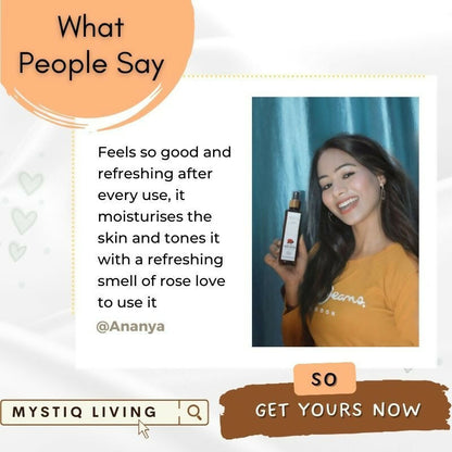 Image 2 of Mystiq Living Rose Water Pure & Natural Spray Face Toner, Gulab Jal For Skin & Hair