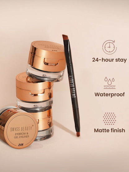 Image 5 of Swiss Beauty 2-In-1 Eyebrow & Gel Eyeliner - Black