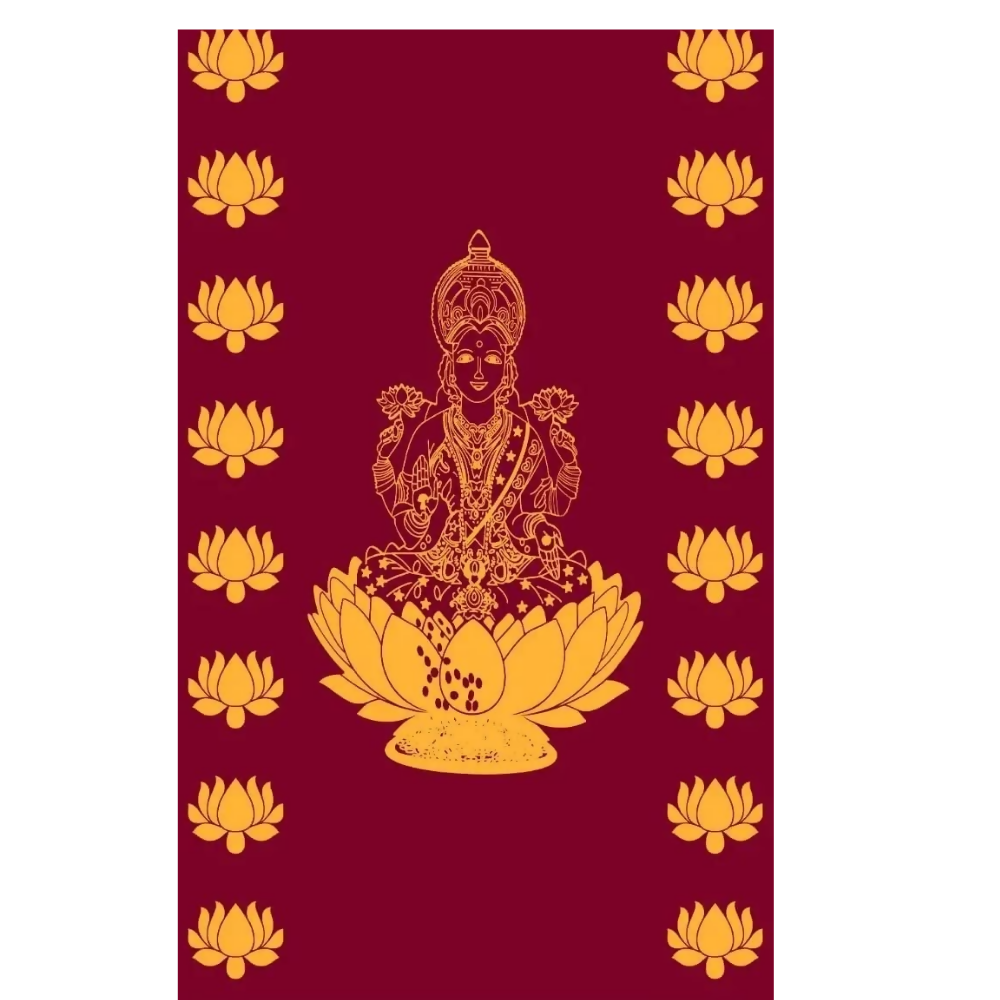 Image 1 of Default Title for the product Sri Yagnaa M 20 – Maroon Lakshmi Devi Pooja Backdrop Cloth, 5 x 8 Ft