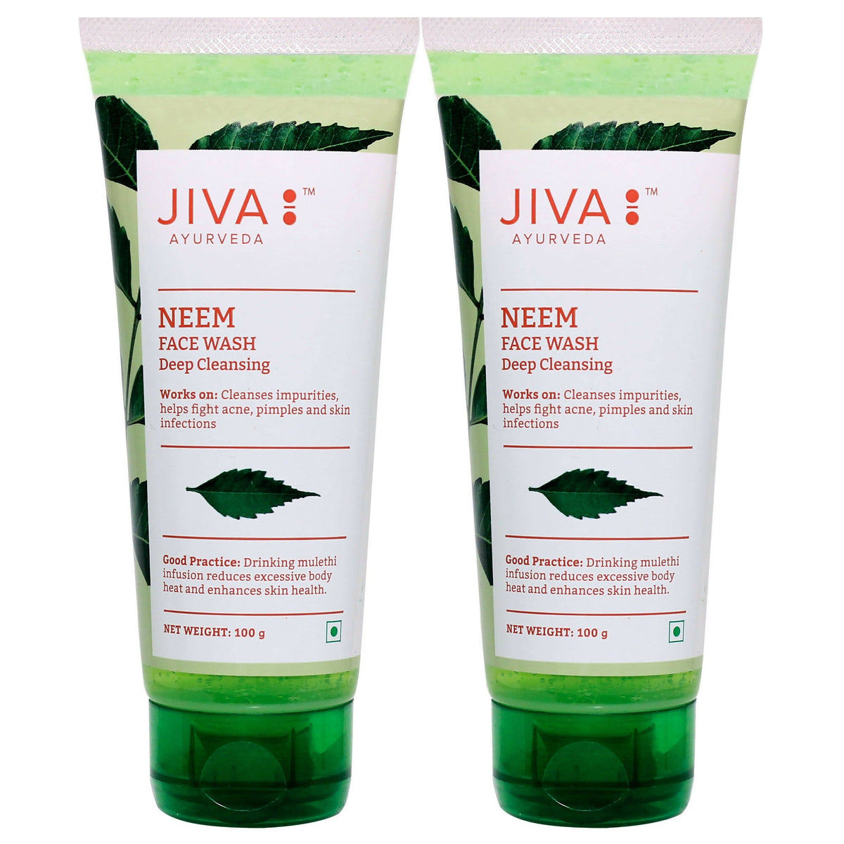 Image 1 of 100 gm / Pack of 2 for the product Jiva Ayurveda Neem Face wash