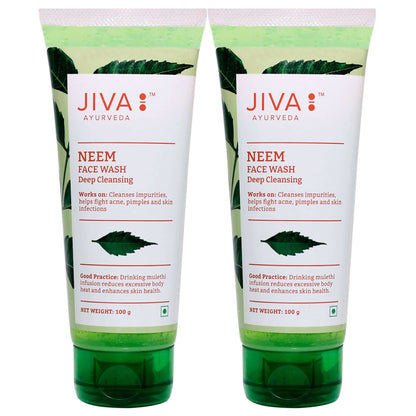 Image 1 of 100 gm / Pack of 2 for the product Jiva Ayurveda Neem Face wash