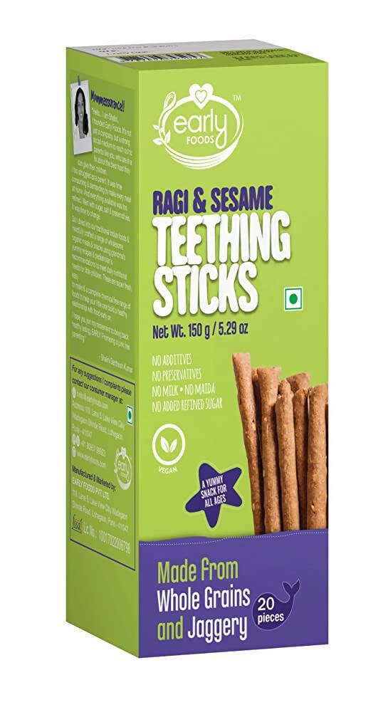 Image 1 of 20 pieces for the product Early Foods Ragi & Sesame Teething Sticks