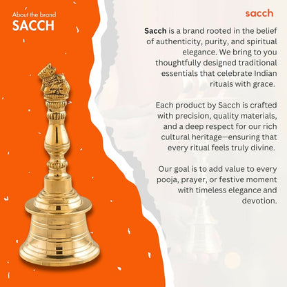 Image 4 of Sacch Brass Nandi Pooja Bell For Temple & Prayer Room (Bell)