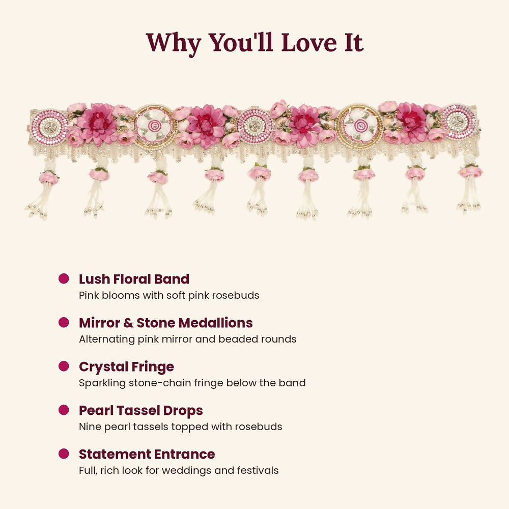 Image 4 of Renu's Creation Pink Floral Bloom Toran