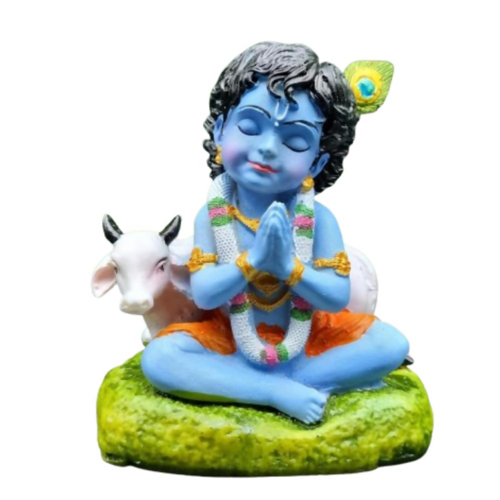Image 1 of Default Title for the product Krishna Laddu Gopal Murti with Cow