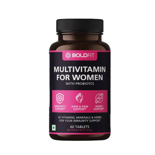 Image 1 of 60 tabs for the product Boldfit Multivitamin for Women with Probiotics Tablets