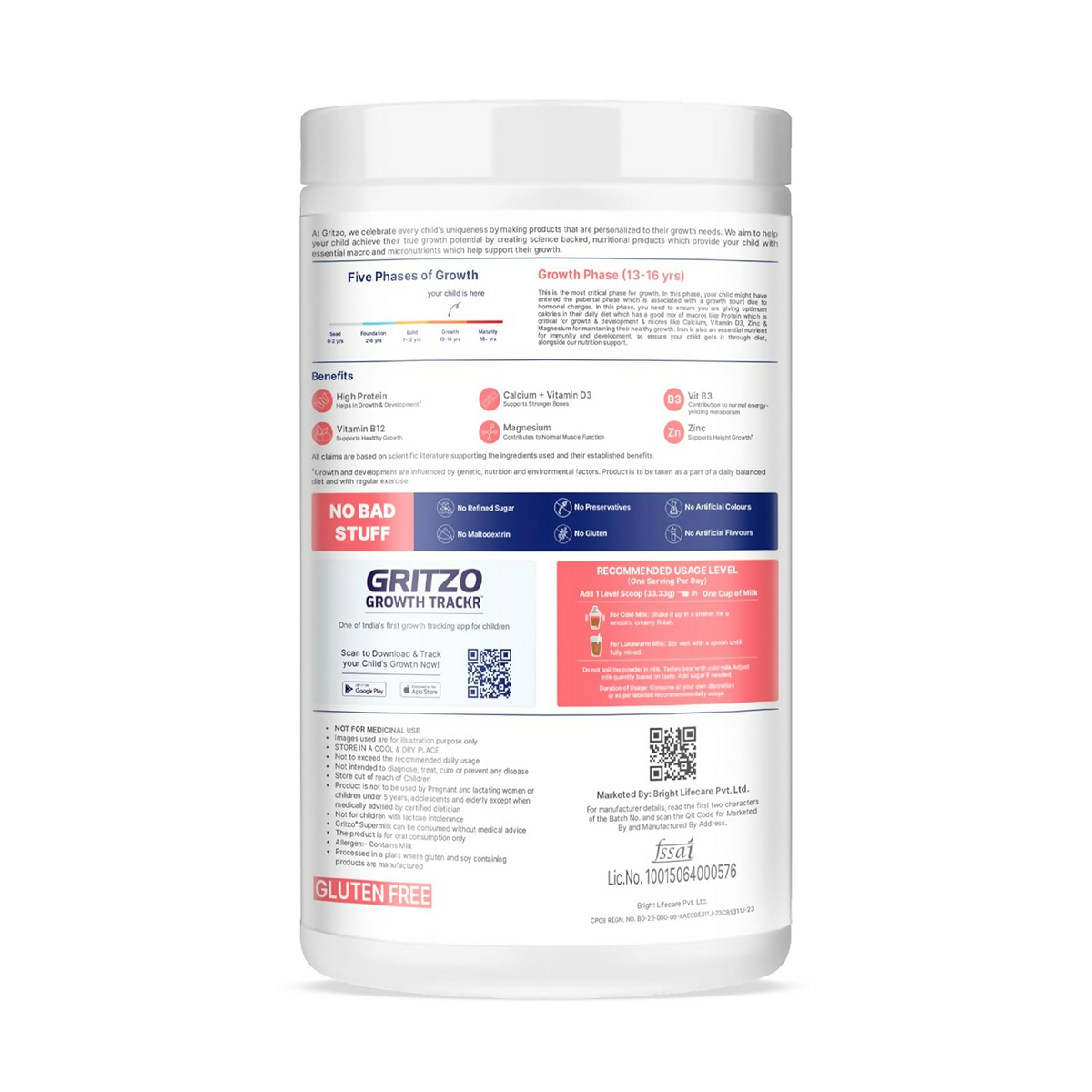 Image 2 of Gritzo SuperMilk Athlete (13+y Boy & Girl),17g Protein Powder - Double Chocolate