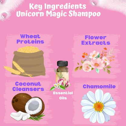Image 3 of Puddles Organic Playful Shampoo For Kids -Unicorn Magic - Age 2-12 Yrs, Tear-Free, Ph Balanced, Sulfate-Paraben Free