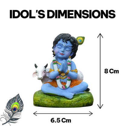 Image 7 of Krishna Laddu Gopal Murti with Cow
